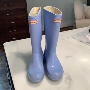 Kids 7 or W 6 Matte Powder Blue Hunter Rain Boots